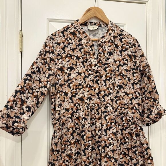 TUCKERNUCK Royal Mini Shirt Dress Brown Floral Woodrose Size XL $188 - Picture 4 of 6